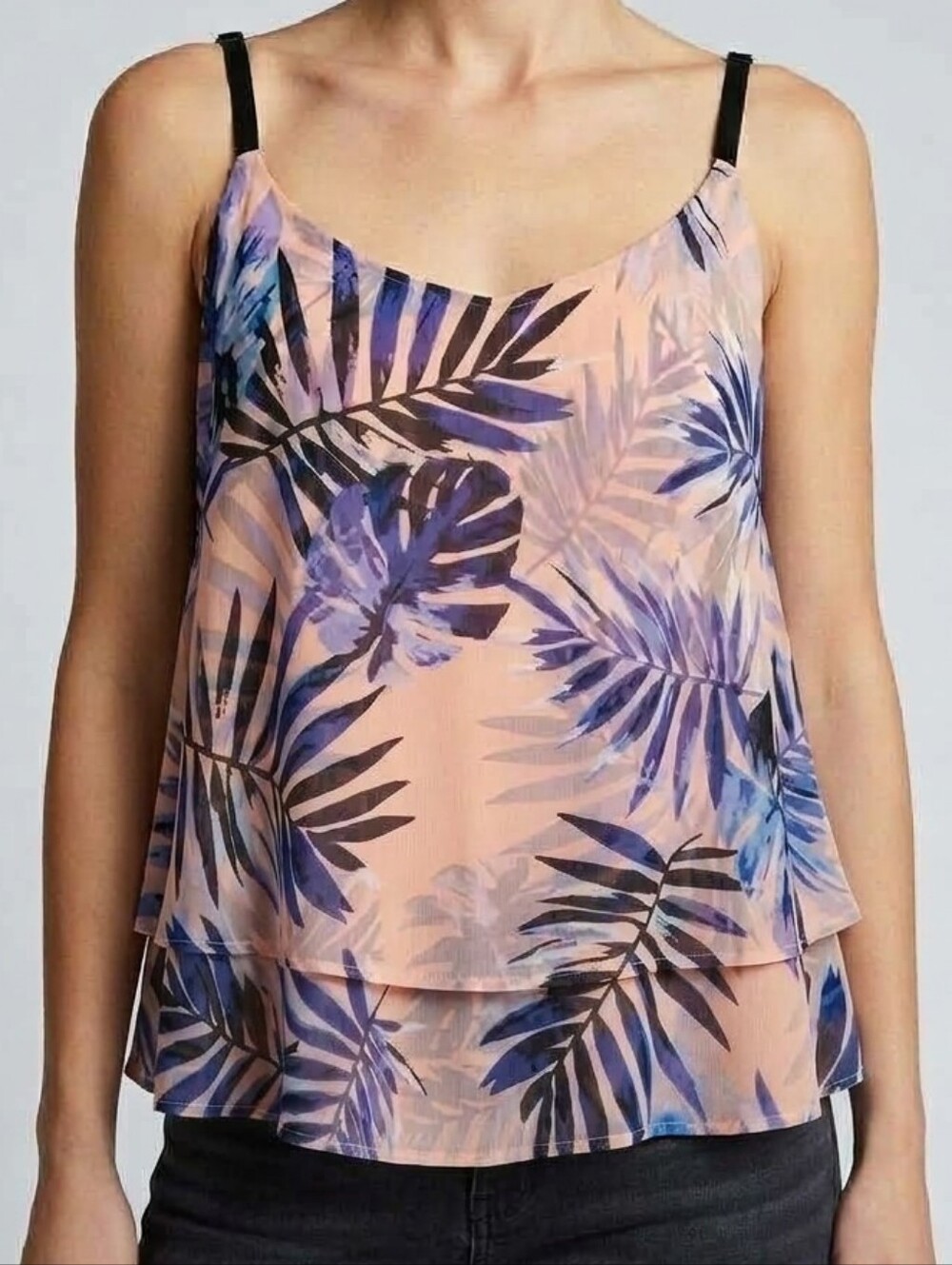 Love & Legend | Peach Palm Print Layered Tank Top
